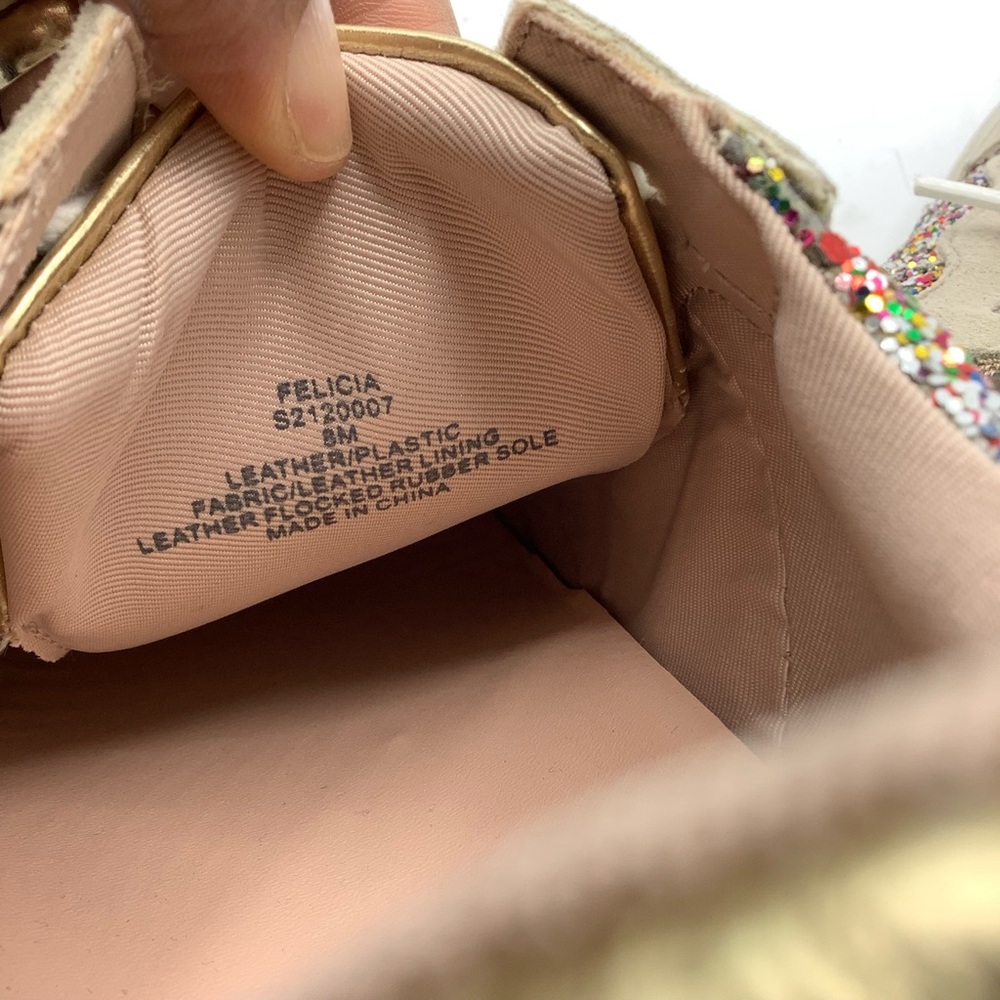 kate spade Beige Suede Sneakers with Multicolor Glitter & Gold Accent - Picture 6 of 8